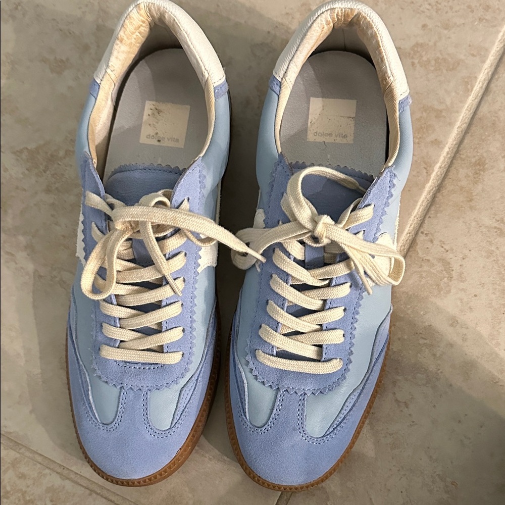 Dolce Vita Sky Blue Sneakers with Cream Accents
